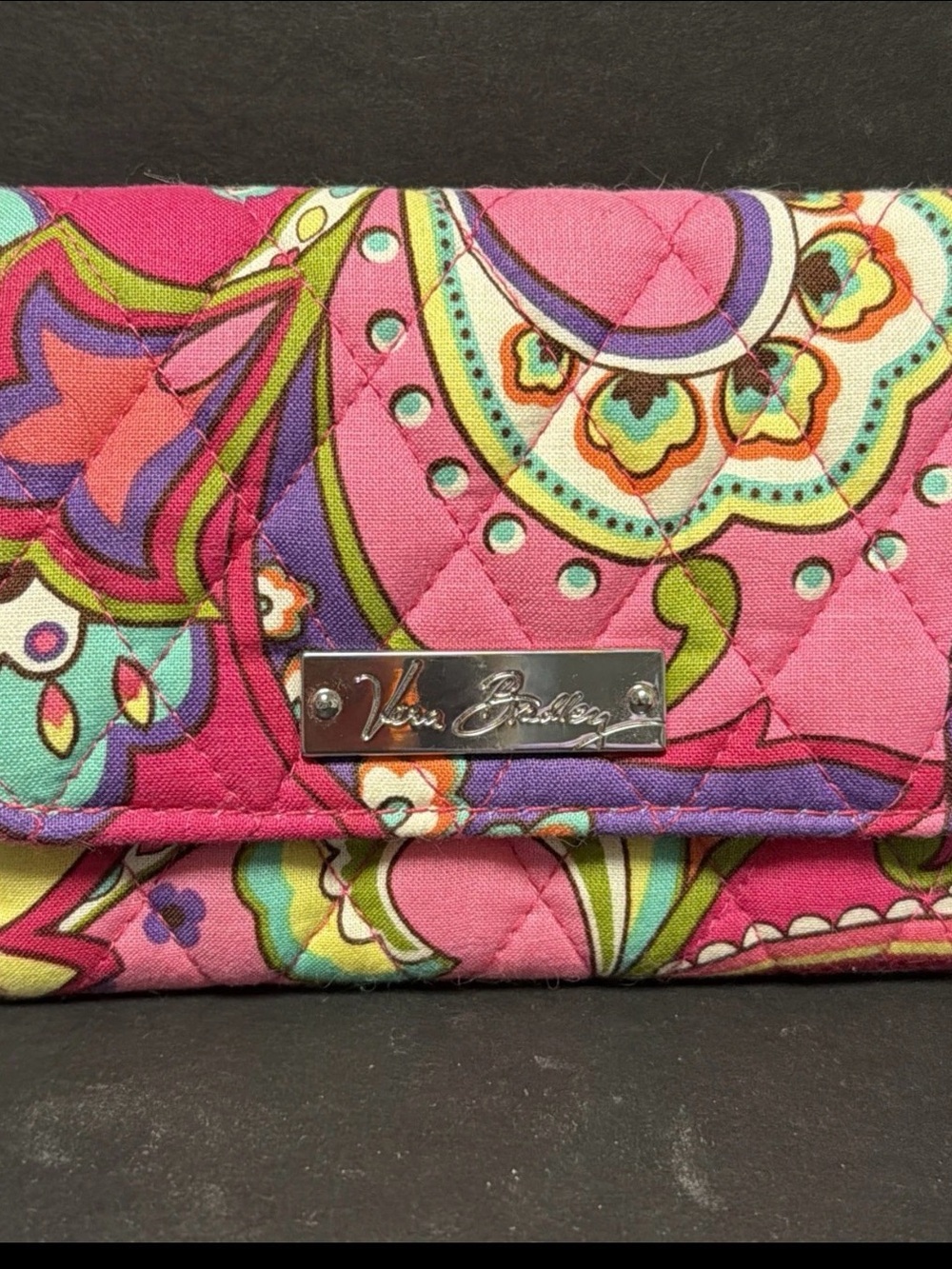 NWT Vera Bradley Petite Trifold Wallet in Pink Swirls